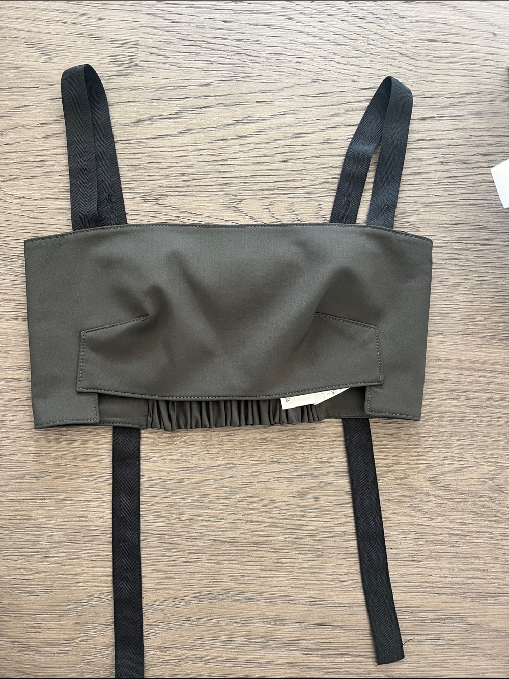 Zara Olive Green Crop Top with Black Straps